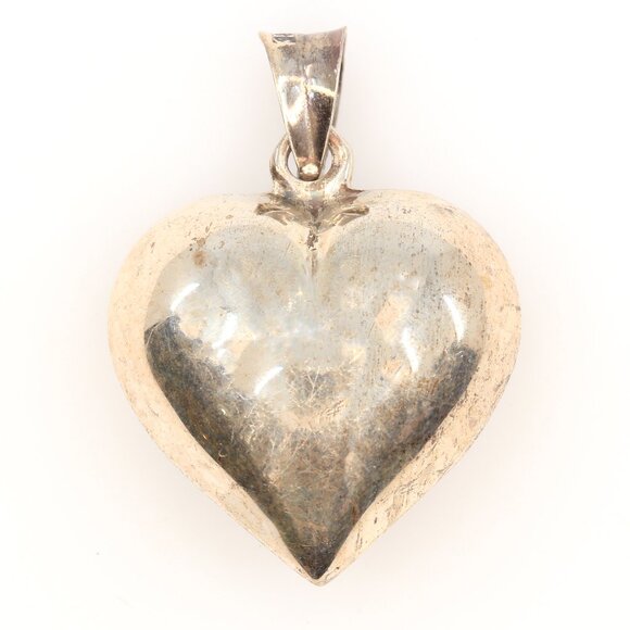 Jewelry - Vintage 925 Sterling Silver Puffy Heart Pendant Classic Timeless Style